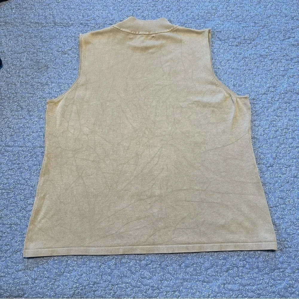 Josephine Chaus Top Neutral Gold Sleeveless Mock Neck Silk Blend  Size 1X